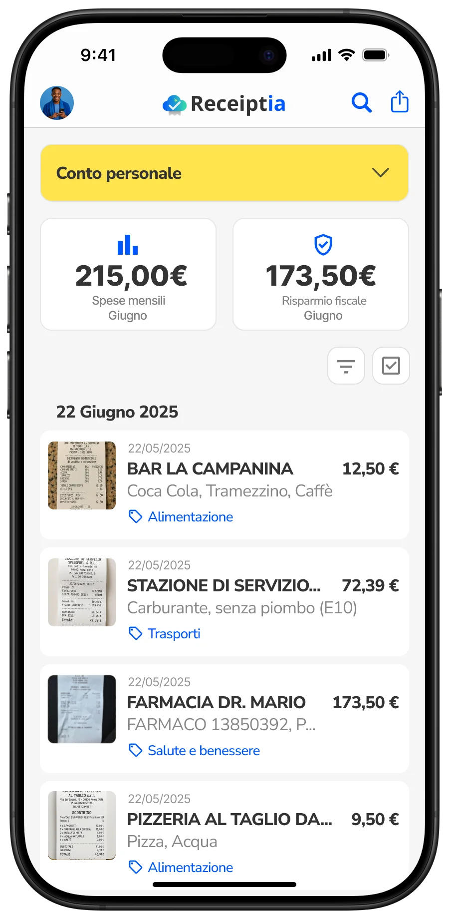 Receiptia App Screenshot